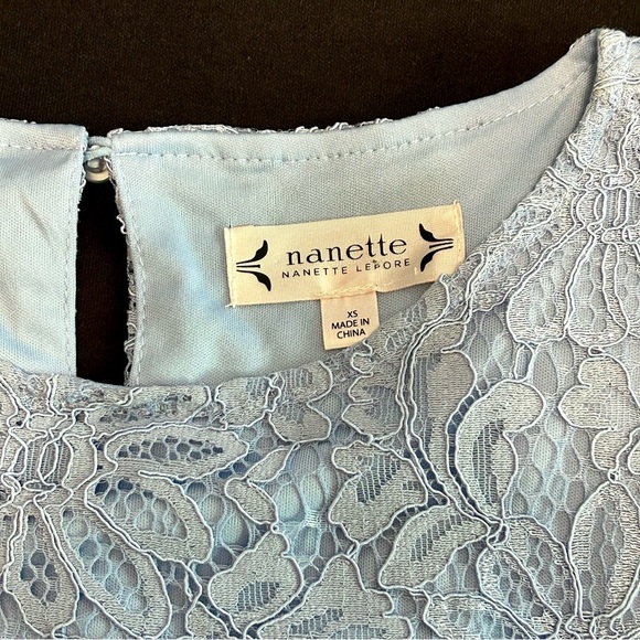 Nanette Lepore Lace Overlay Blouse - NWT Blue XS - Picture 4 of 12